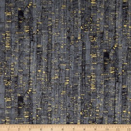 Uncorked Charcoal Metallic Gold, Fabric by the Yard