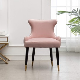 Roundhill Furniture Lindale Velvet Upholstered Nailhead Trim Accent Chair, Pink