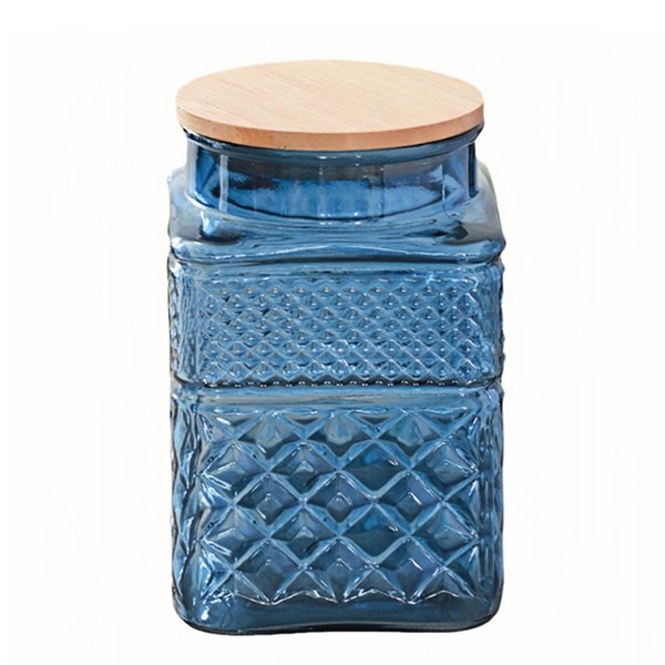 ANSQU Square Glass Canister, 61oz Candy Jar with Lid, Glass