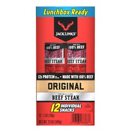 Jack Links Premium Cuts Beef Steak, Original, Strips -Great Protein Snack with 11g of Protein and 1g of Carbs Per Serving, Made with Beef, 1 Ounce (Pack of 12)
