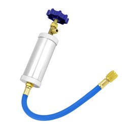 QWORK Aluminum Alloy R12 AC Oil and Dye Injector Compatible with R12, R22, R134a Systems, HVAC Tools with Needle Valve, 1Pc