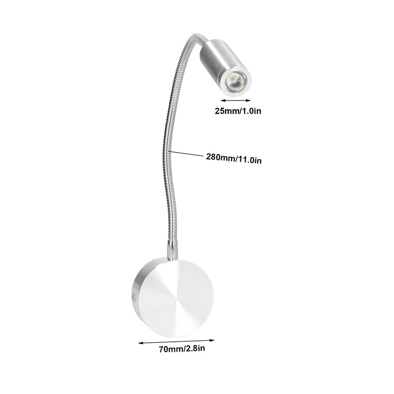 LED Spotlight 3W 4000K Work Reading Wall Light Aluminum with