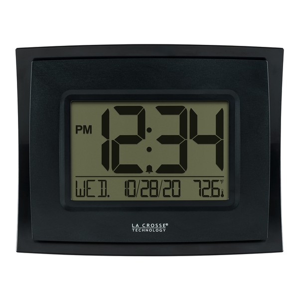 La Crosse Technology WT-8002U-B-INT Digital Black Clock with Indoor Temperature
