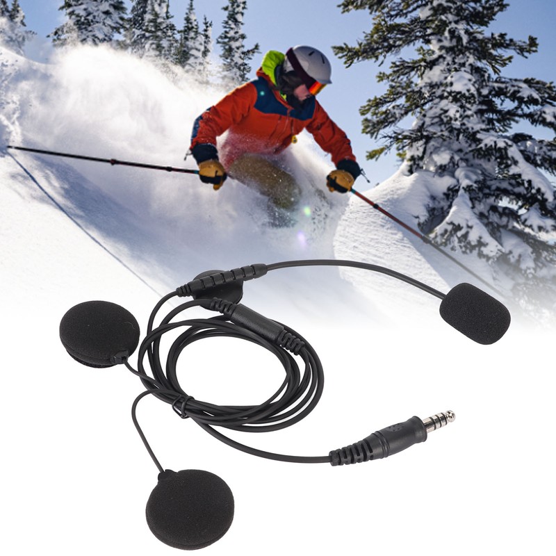Motorbike Full Face Helmet Earpiece Mic 7.1mm Plug Two Way