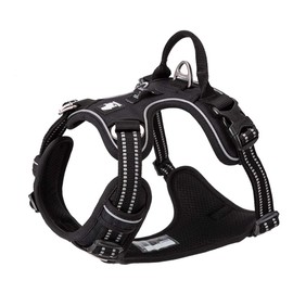 Dog Harness No Pull Adjustable Reflective Step-in Soft Nylon For Small Large Pet TLH56512(L, Black)