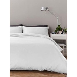 Anti-Allergy Anti-Bacterial Brushed Soft Touch Microfibre Duvet Cover & Pillowcase/s Bedding Bed Linen Set (White, Double)