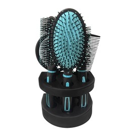 Set de Cepillo y Peine para el Cabello con Espejo, Kit de Estilismo Profesional de 6 Piezas, AZUL                                                     