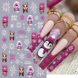 Christmas 5D Nail Stickers Decals Deer Penguin Embossed Nail Art Stickers for Nail Art Cute Snowman Nail Decals Winter Snow DIY Nail Art Design Christmas Nail Art Decoration for Women Supplies 2Pcs