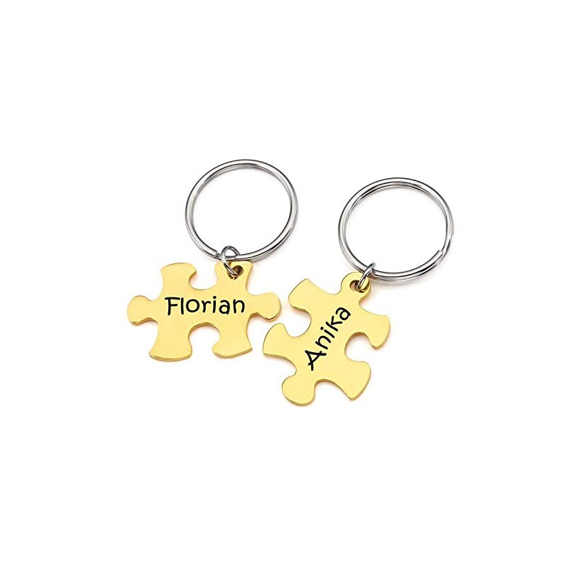 Puzzle Partner Keyring with Engraving of Your Desired Set of