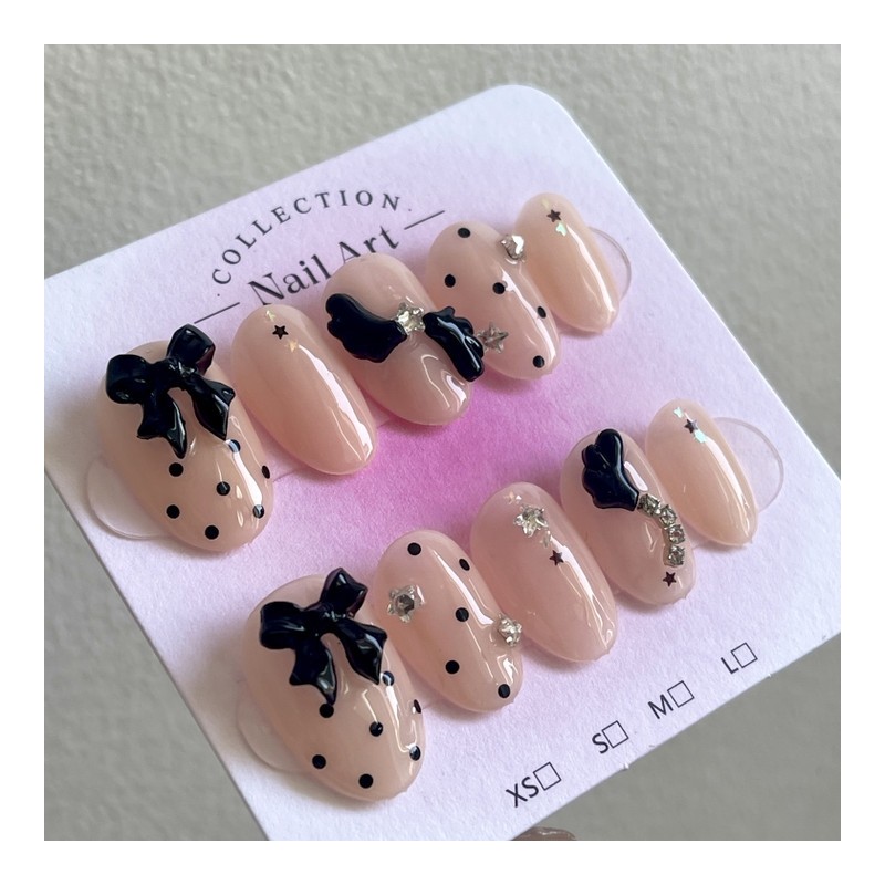 Satin Curie Handmade Nail Tips - Midi Long Oval /