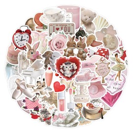 Coquette Stickers | Coquette Aesthetic Stickers 60Pcs Cartoon Graffiti Sticker for Water Bottles Laptop Pink Decal ，for Phone Cases, Laptop - Coquette Room Decor Vintage, Coquette Accessories