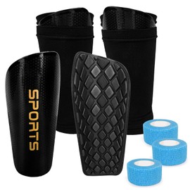 Children's Football Shin Pads with Optimised Pocket and Bandages, Shin Pads for Boys and Girls, Provides Strong Cushioning and Protection (S)