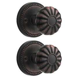 SORWDUERM Oil Rubbed Bronze Knobs Passage Door Knobs Interior Door Knob for Hall and Closet,Zinc Alloy 2 Pack