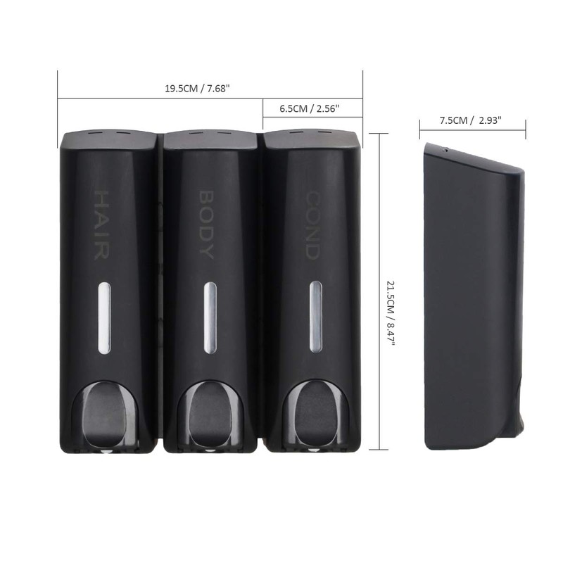 AUMIO Chamber Shower Soap Dispenser Trio Wall Mounted Shampoo and