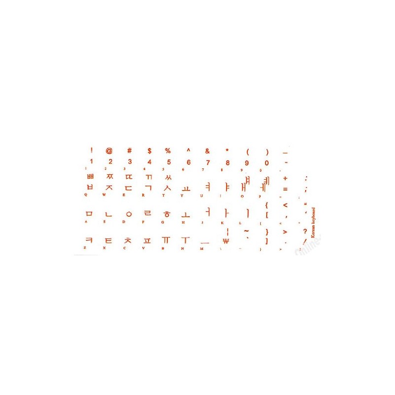 Korean Transparent Keyboard Stickers with Orange Lettering for PC Computer