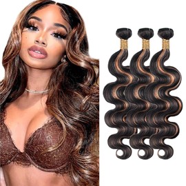 Fb30 Bundles Highlight Body Wave Human Hair Bundle P1B30 Highlight Brown 3 Bundles 12 14 16 Inch Two Tone Black Mixed With Color 30 Bundle 1B30 Ombre Remy Hair