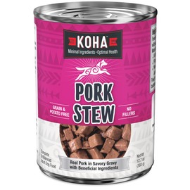 KOHA Minimal Ingredient Pork Stew for Dogs, High Protein Limited Ingredient Dog Food, 12.7oz Cans (Case of 12)
