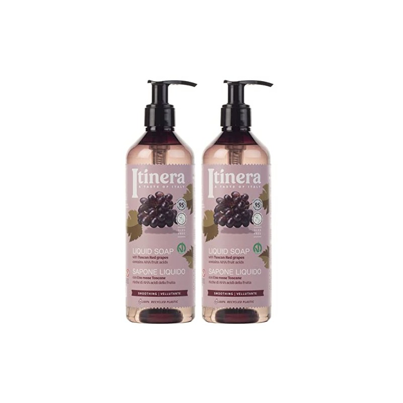 ITINERA Smoothing Liquid Soap with Tuscan Red Grapes, 95% Natural