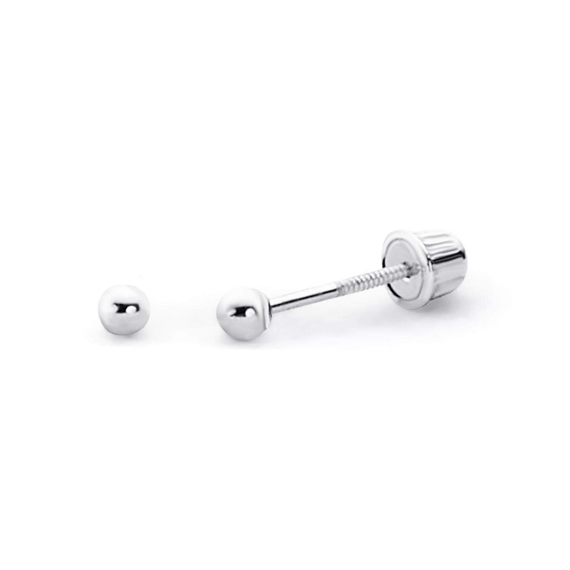14k REAL White Gold 4mm Ball Stud Earrings with Screw