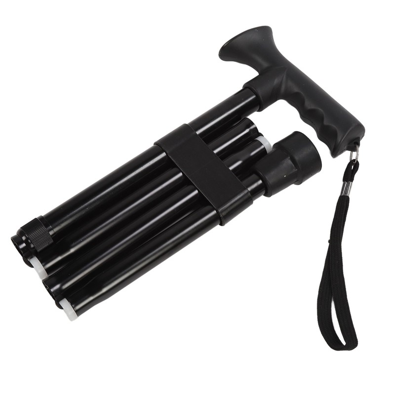 Folding Walking Cane for Men Women T Handle Wrist Strap