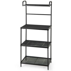 4-Tier Microwave Storage Rack for Kitchen Metal Shelving Unitscolor: Black Color