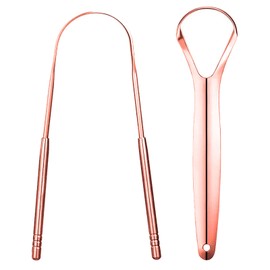 Pure Rose Gold Tongue Scraper for Adults - Oral Care & Hygiene Natural Tongue Cleaner for Fresher Breath - Tongue Scraper with Natural Cotton Bag (2 Piece/Pack)