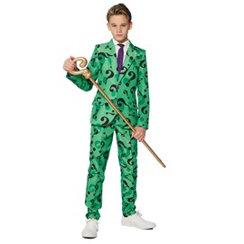 Suitmeister Boys Costume - The Ridder DC Character - Fitted Party Costumes - Suit - Green, Green
