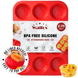 Walfos Walfos Silicone Muffin Pan - 12 Cups Regular Silicone Cupcake Pan, Non-stick Silicone Great for Making Muffin Cakes, Tart, Bread - BPA Free and Dishwasher Safe