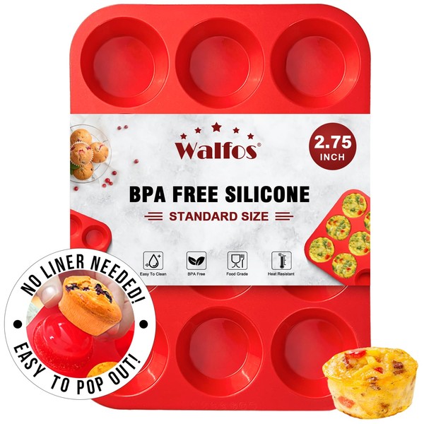 Walfos Walfos Silicone Muffin Pan - 12 Cups Regular Silicone