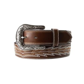 ARIAT Casanova Embroidered Boot Stitch Leather Belt, Brown, Large