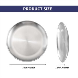 YEUIKERR 8 Pieces Pizza Pan 12 inch Stainless Steel Pizza Pan for Oven, Round Baking Pizza Tray, Heavy Duty Pizza Serving Tray, Pizza Baking Sheets for Home Kitchen Restaurant