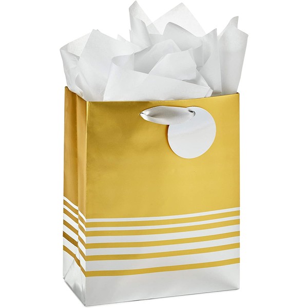 Hallmark Tissue Paper Foil gift bag, Medium Silver and Gold