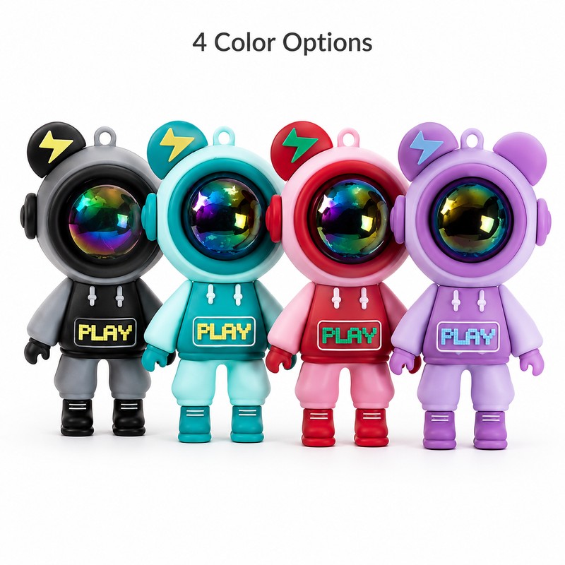 Astronaut Bear Silicone Keychain for Bags & Keys – Lightweight