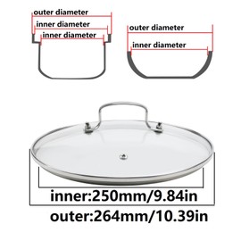Pastlla 10 Inch Universal Tempered Glass Pot Lid Glass Covers for Pots Pans and Skillets, with Steam Vent Hole and Heat Resistant Handle