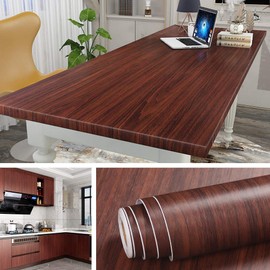 Livelynine 197 x 24 Inch Wide Wood Contact Paper Kitchen Cabinet Desk Countertop Paper Kitchen Cabinet Wallpaper Wood Adhesive Paper for Furniture Waterproof Black Walnut Wood Grain Vinyl Wrap