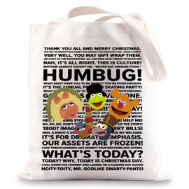 JNIAP Christmas Carol Tote Bag Charles & Rizzo & Bob & Tiny Tim & Jacob Gifts Gonzo Rizzo Shoulder Bag, Humbug, Large