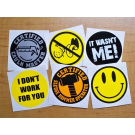Unbranded/Generic 6-pack Funny Hard Hat Stickers | Caulk Master Sledge Hammer Operator Sarcasm