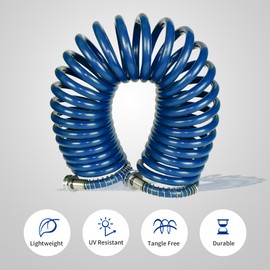 Avagard Recoil Garden Hose, Expandable Water Hose with 3/8" Heavy Duty Brass Connectors, Bend Free Spring Sleeve on Both Ends (Blue)