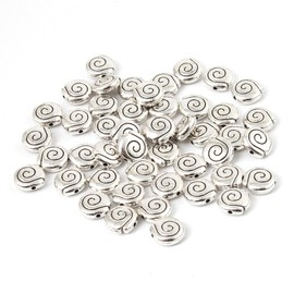 Bracelet Beads Metal Beads 8 mm Spiral Motifs Disc Alit Silver for Jewellery Crafts Necklace Earring Pack of 50