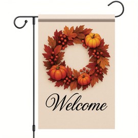 Saoplasa Fall Garden Flag 12 x 18 Inch Double Sided Pumpkin Leaf Wreath Yard Banner Autumn Welcome Outdoor Decoration for Thanksgiving Porch Lawn Mailbox