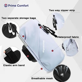 Prime Comfort Cell Phone Carrier - Arm Band, Cross Body Bag, Holster for Men Women - Cell Phone Holder for Running Walking - Light Blue