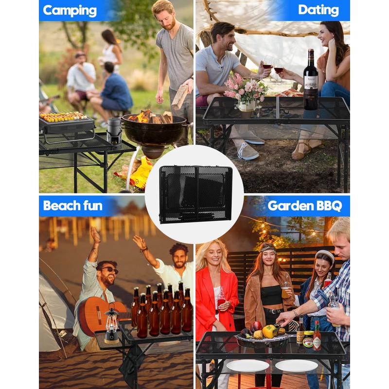 MSDADA Folding Grill Table, Portable Grill Table, Outdoor Grill Table,