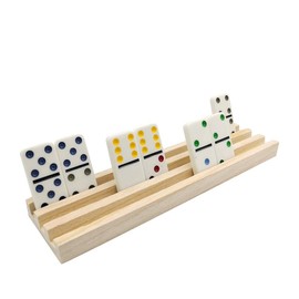 Yuanhe Wooden Domino Racks Set of 4, Domino Trays Holders Organizer for Classic Board Games, Dominoes Accessories