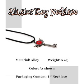 GAUEIOUR Alastor Key Necklace,Anime Character Love Key Accessory Necklace, Cute Girl Role-Playing Pendant Jewelry, Anime Themed Jewelry, Fan Jewelry Gift (Red)