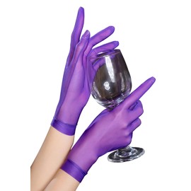 YUDATPG Women's Short Wrist Length Gloves 1920s Opera Wedding Elegant Gloves Bridgetown Dance Party Tea Party Accessories for Women (Purple)