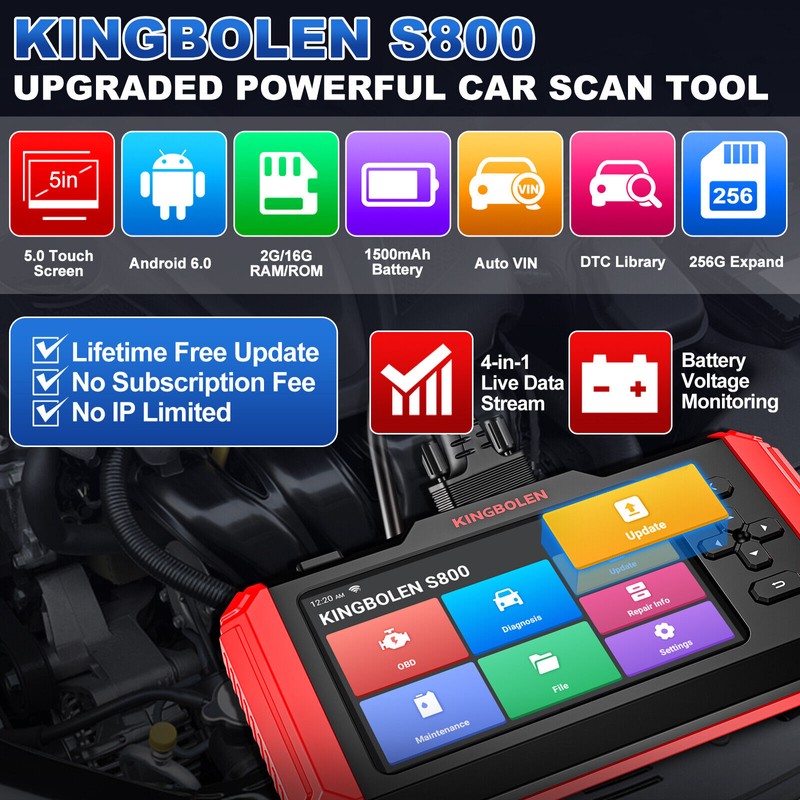KINGBOLEN 2025 KINGBOLEN S800 OBD2 Car Scanner Engine ABS SRS