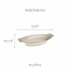 Casafina Ceramic Stoneware 13" Oval Gratin - Madeira Harvest Collection, Vanilla Crème | Microwave & Dishwasher Safe Dinnerware | Food Safe Glazing | Restaurant Quality Serveware