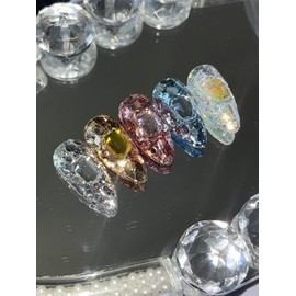 Glitter Gem Handmade Nail Tips - Pink / 글리터젬 수제네일팁 - 핑크