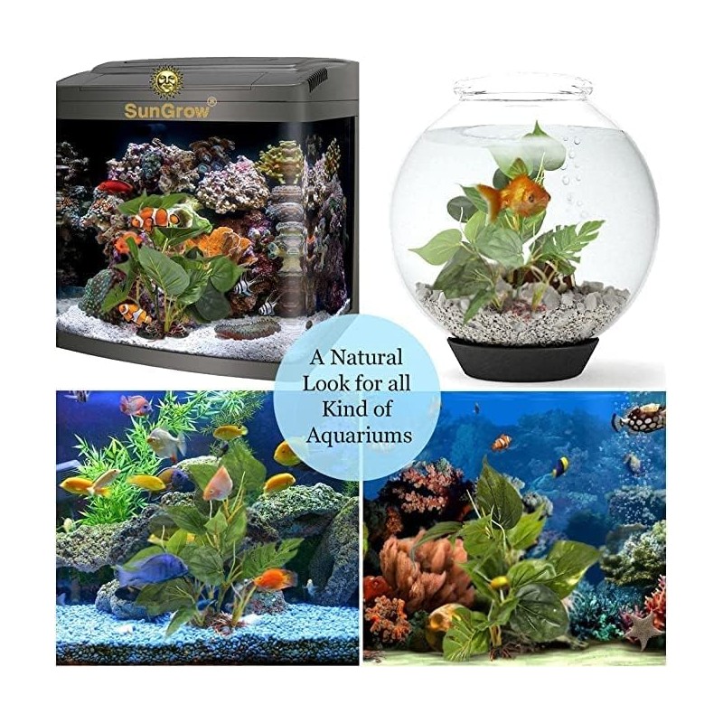 SunGrow Plastic Leaf Plant, Heavy-Duty Ceramic Base, Hiding Spot for