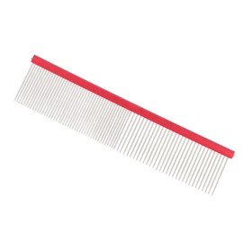 Greyhound Comb for Dogs, Metal Comb for Dogs Metal Dog Comb Cat Comb for Removing Tangles and Knots Dog Combs with Rounded Ends Grooming Tool for Long Short Haired Dog (Red